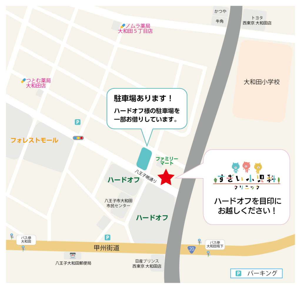 地図,すぎい小児科クリニック(東京都八王子市大和田町)